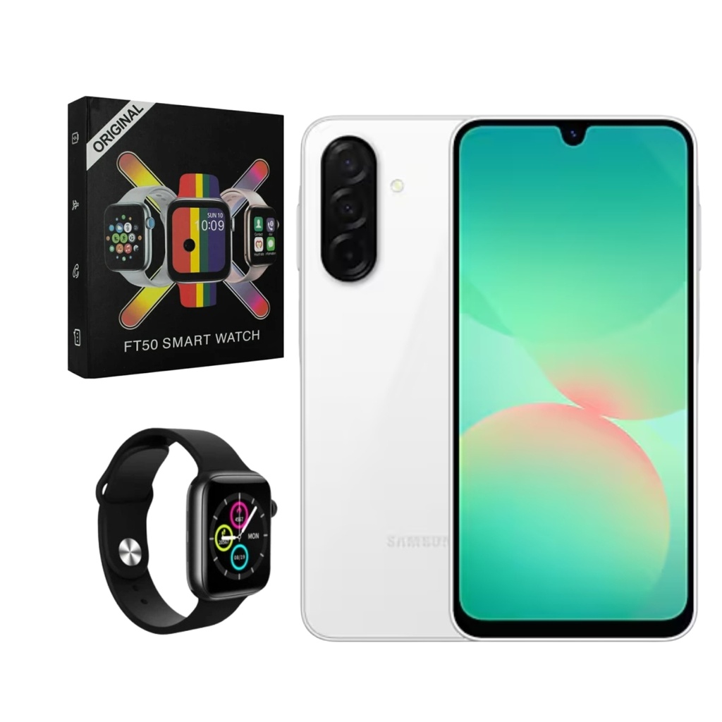 Combo Samsung Galaxy A26 5G 8+256 GB (Latin) Blanco + Smartwatch FT50