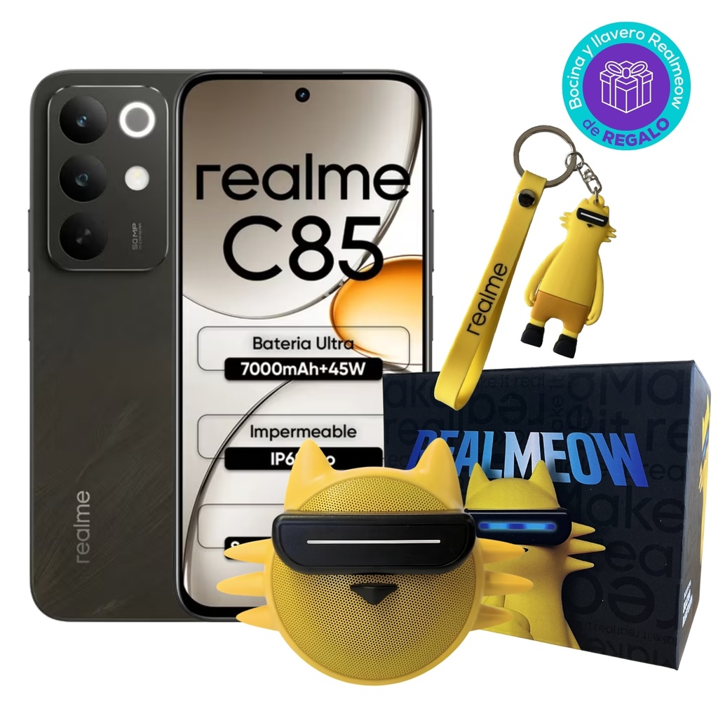Realme C85 8+256 GB (Negro) + Regalo Bocina y Colgante REALMEOW